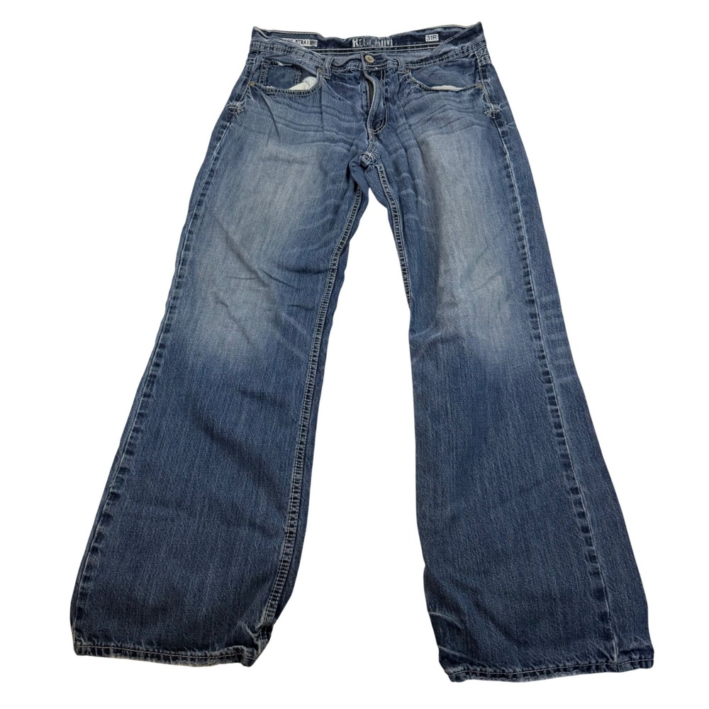 Reclaim Loose Straight Leg Jeans Mens 31x32 Medium Wash Blue Cotton Distressed